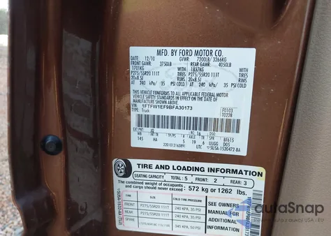 2011 Ford F-150 Lariat from USA, damaged, VIN 1FTFW1EF9BFA30173